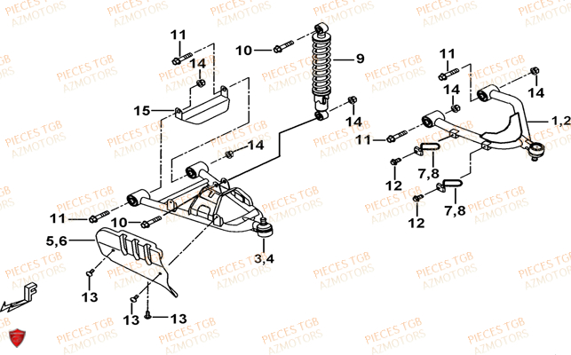 Suspension Avant TGB Pieces TGB BLADE 500 SL 4x4 2016 (No serie RFCFBGFTL.... Type FTG-D)