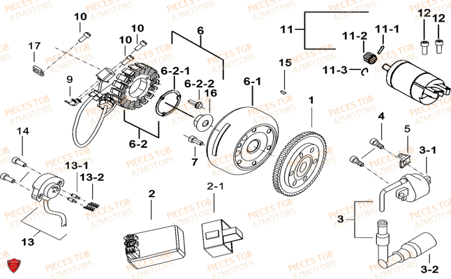 Systeme Electrique 1 TGB Pieces TGB BLADE 500 SL 4x4 2016 (No serie RFCFBGFTL.... Type FTG-D)