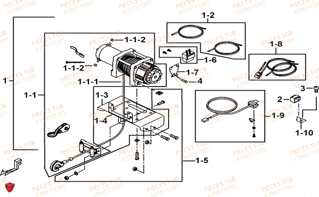 Treuil (modele Tgb Co) TGB Pieces TGB BLADE 500 SL 4x4 2016 (No serie RFCFBGFTL.... Type FTG-D)