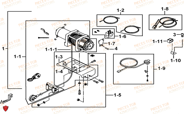 Treuil (modele Tgb Ly) TGB Pieces TGB BLADE 500 SL 4x4 2016 (No serie RFCFBGFTL.... Type FTG-D)