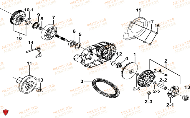 Variateur TGB Pieces TGB BLADE 500 SL 4x4 2016 (No serie RFCFBGFTL.... Type FTG-D)