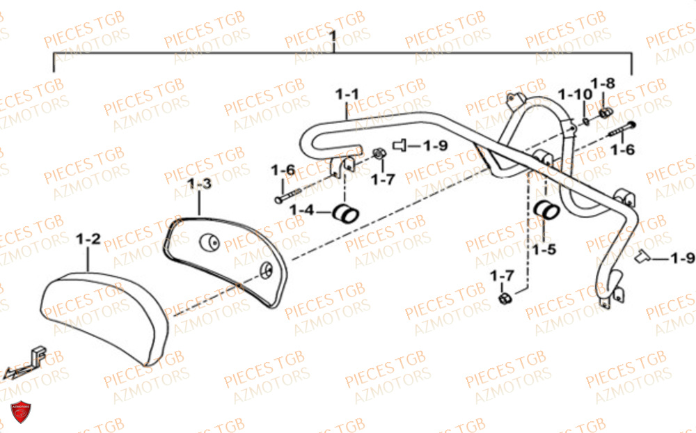 Dosseret Arriere Option TGB Pieces TGB BLADE 550 FLX EPS