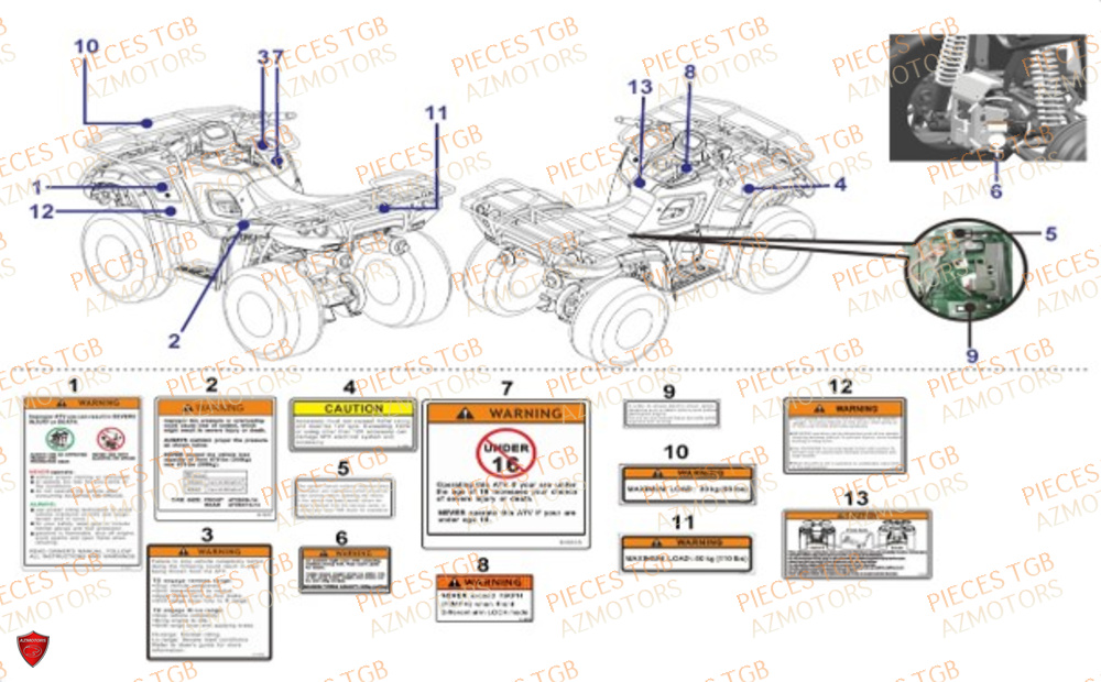 Etiquettes De Securite TGB Pieces TGB BLADE 550 FLX EPS