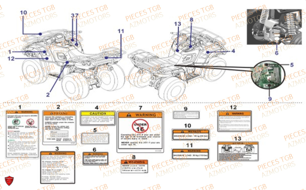 Etiquettes De Securite TGB Pieces TGB BLADE 600 FLX EPS