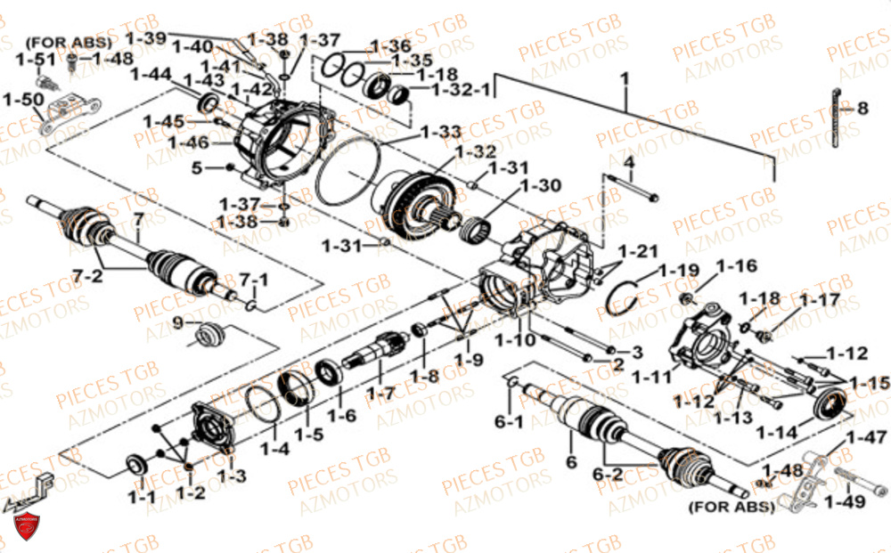 DIFFERENTIEL ARRIERE ABS TGB BLADE 600 LTX ABS