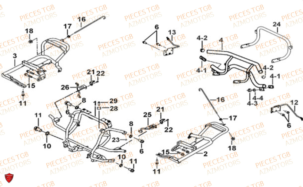 Support Pare Chocs TGB Pieces TGB BLADE 600 LTX ABS