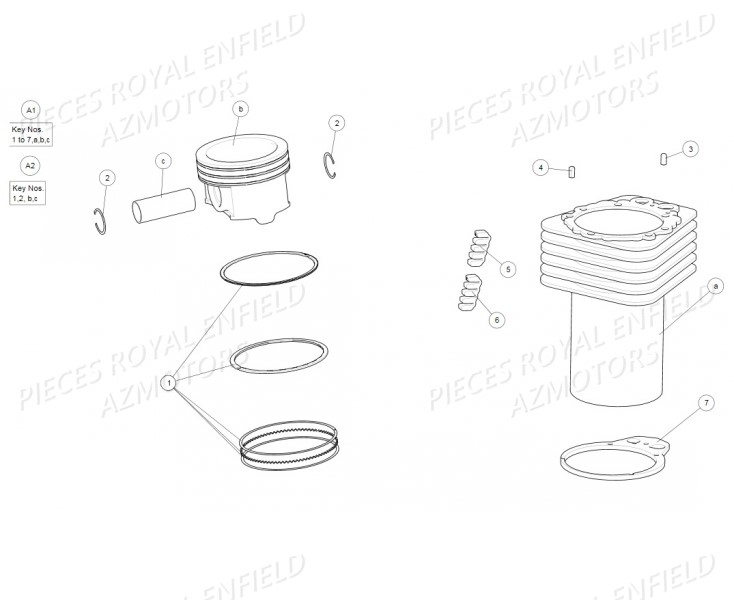 Cylindre Piston ROYAL ENFIELD Pieces ROYAL ENFIELD BULLET TRIAL 500 RED (2019-2020)