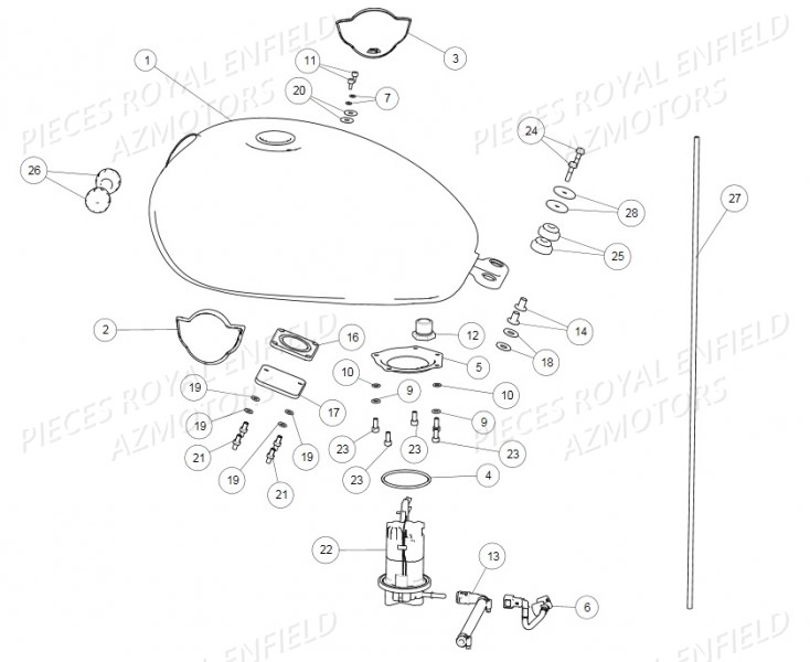 Reservoir ROYAL ENFIELD Pieces ROYAL ENFIELD BULLET TRIAL 500 RED (2019-2020)