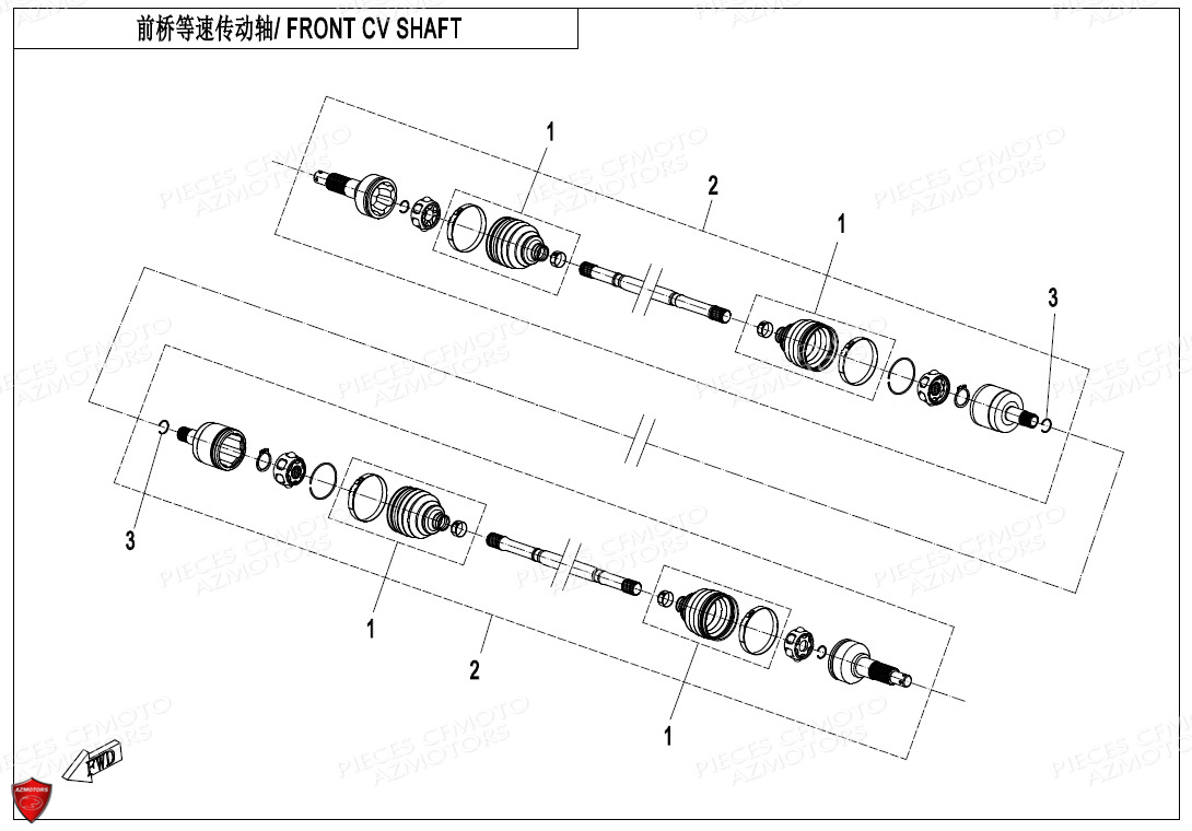 CARDANS AVANT CFMOTO CFORCE 625 L7E EPS 2020