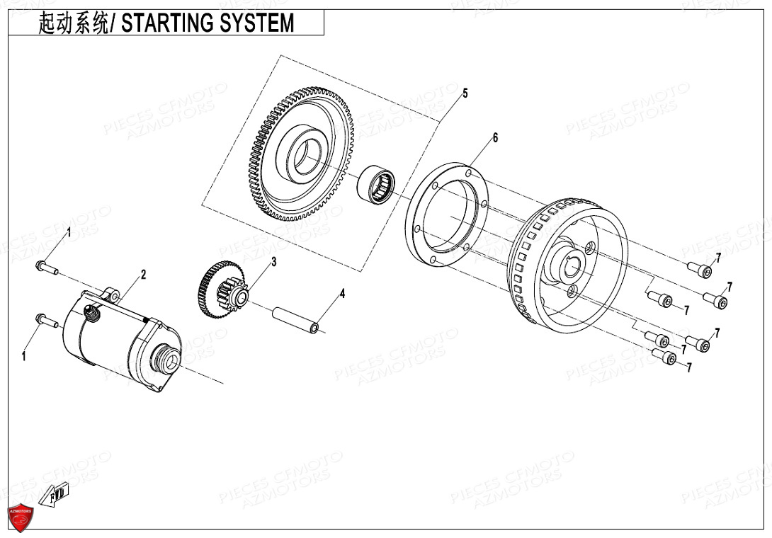 Demarreur CFMOTO Pièces Origine CFMOTO CFORCE 625 L7e EPS (2020)