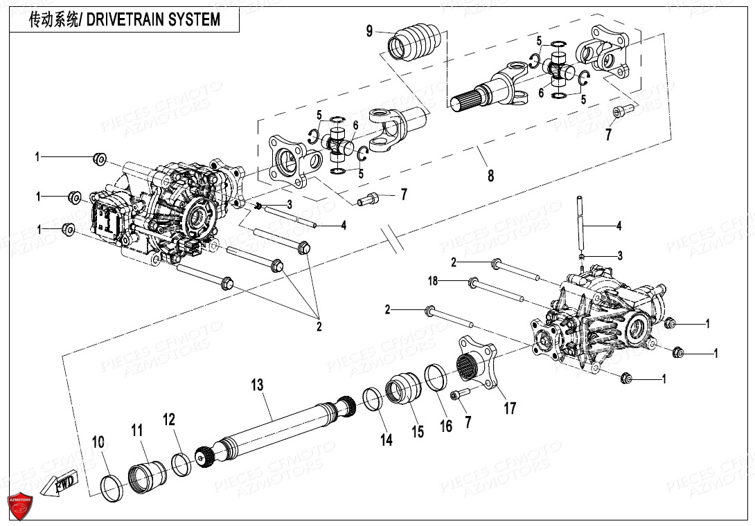 SYSTEME DE TRANSMISSION CFMOTO CFORCE 625 L7E EPS 2020