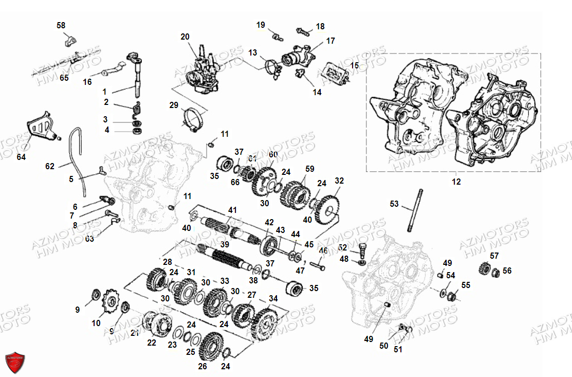 Carter Moteur Boite De Vitesses VENT PIECES HM 50 CRE SIX COMPETITION (2013-14)