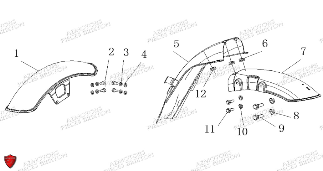 GARDE BOUE AVANT ET ARRIERE BRIXTON CROMWELL 125 BX ABS E4