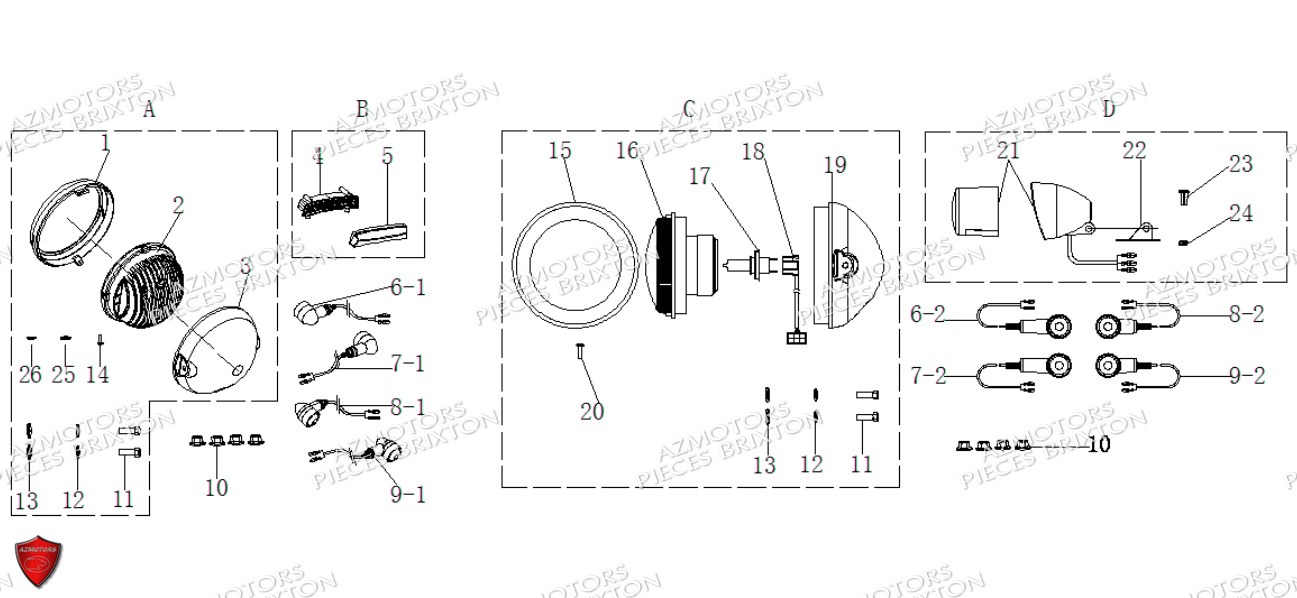 Phare Clignotants BRIXTON Pièces Brixton Cromwell 250 Saxby Euro4