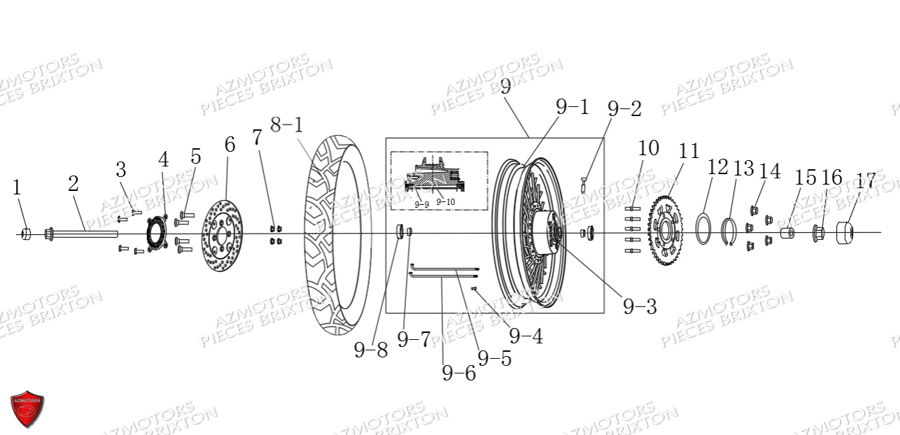 Roue Arriere BRIXTON Pièces Brixton Cromwell 250 Saxby Euro4