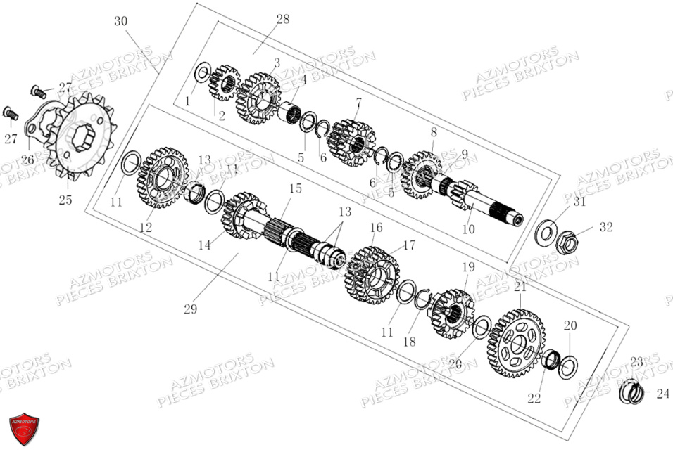 TRANSMISSION PIGNON SORTIE BOITE BRIXTON CROSSFIRE 125 LC ABS