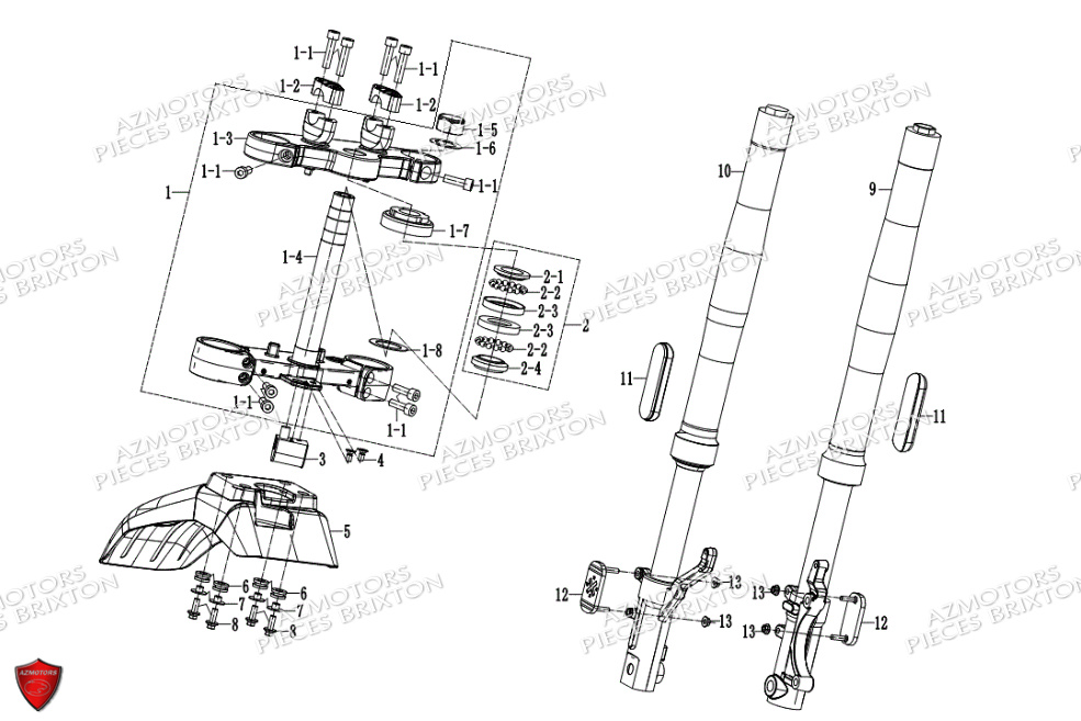 Fourche Garde Boue Avant BRIXTON Pièces Brixton Crossfire 125 XS Euro4