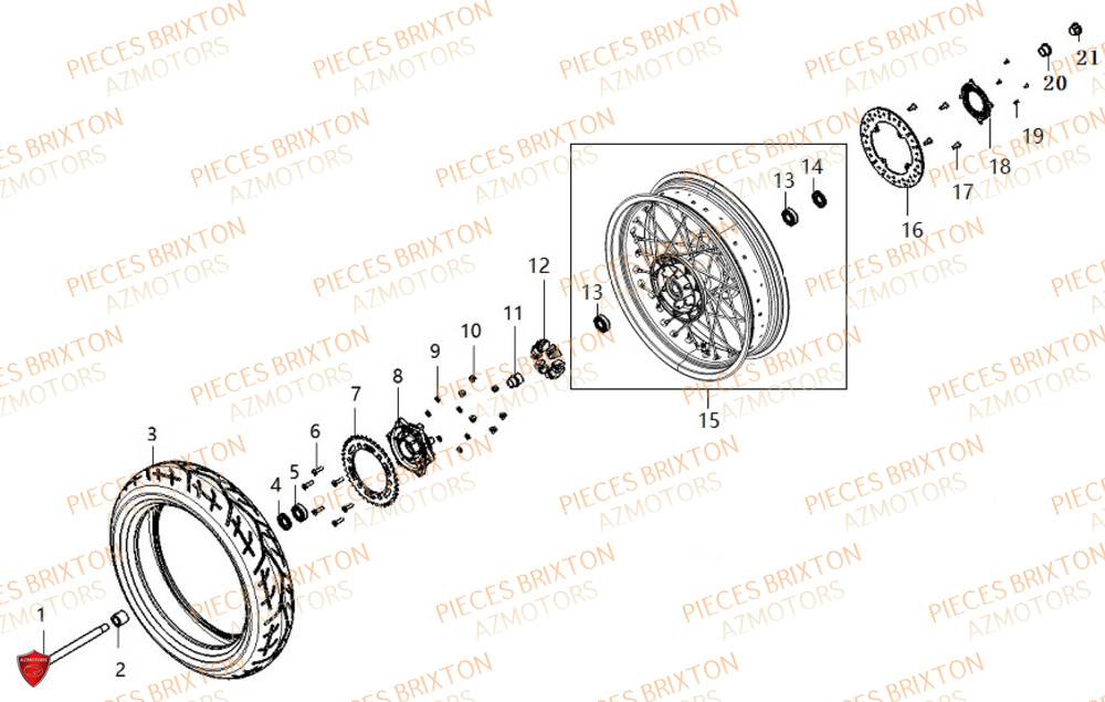 Roue Arriere BRIXTON Pièces Brixton Crossfire 500 Euro5