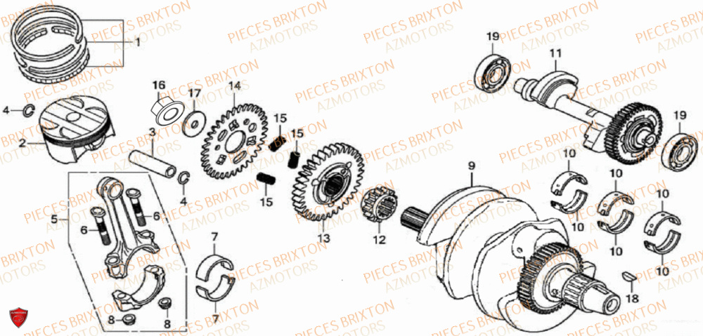 Vilebrequin Piston Equilibreur BRIXTON Pièces Brixton Crossfire 500 Euro5