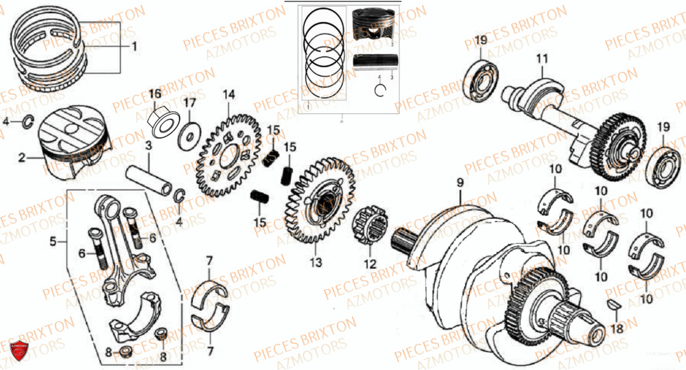 Vilebrequin Piston Equilibreur BRIXTON Pièces Brixton Crossfire 500 X Euro4