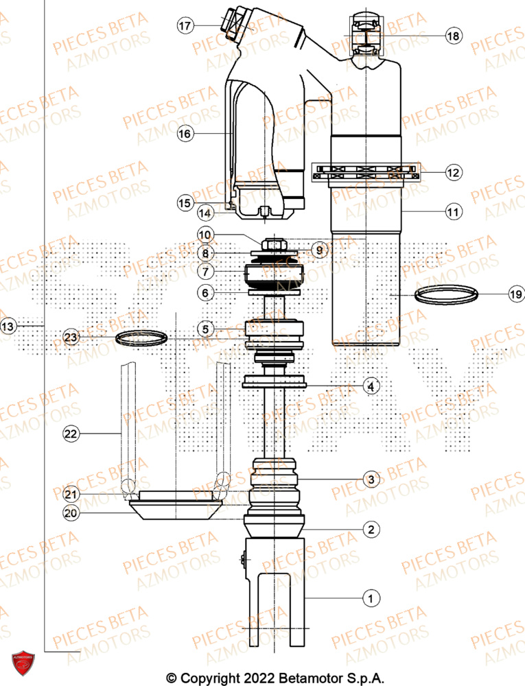 Amortisseur Au Detail BETA Pieces BETA CROSS RX 300 2T - (2024)