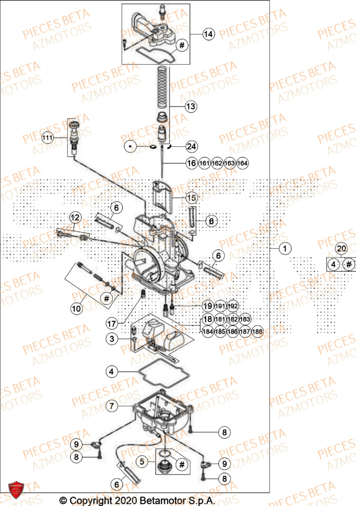 Carburateur BETA Pieces BETA CROSS RX 300 2T - (2024)