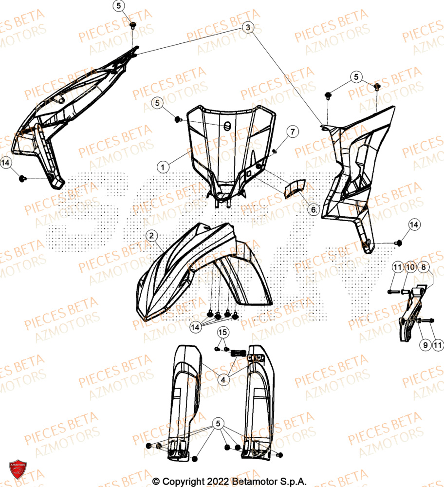 Carenages Avant BETA Pieces BETA CROSS RX 300 2T - (2024)