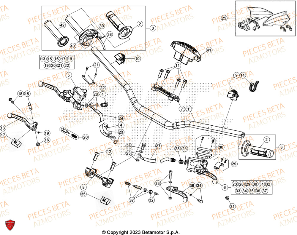 Commandes Guidon BETA Pieces BETA CROSS RX 300 2T - (2024)