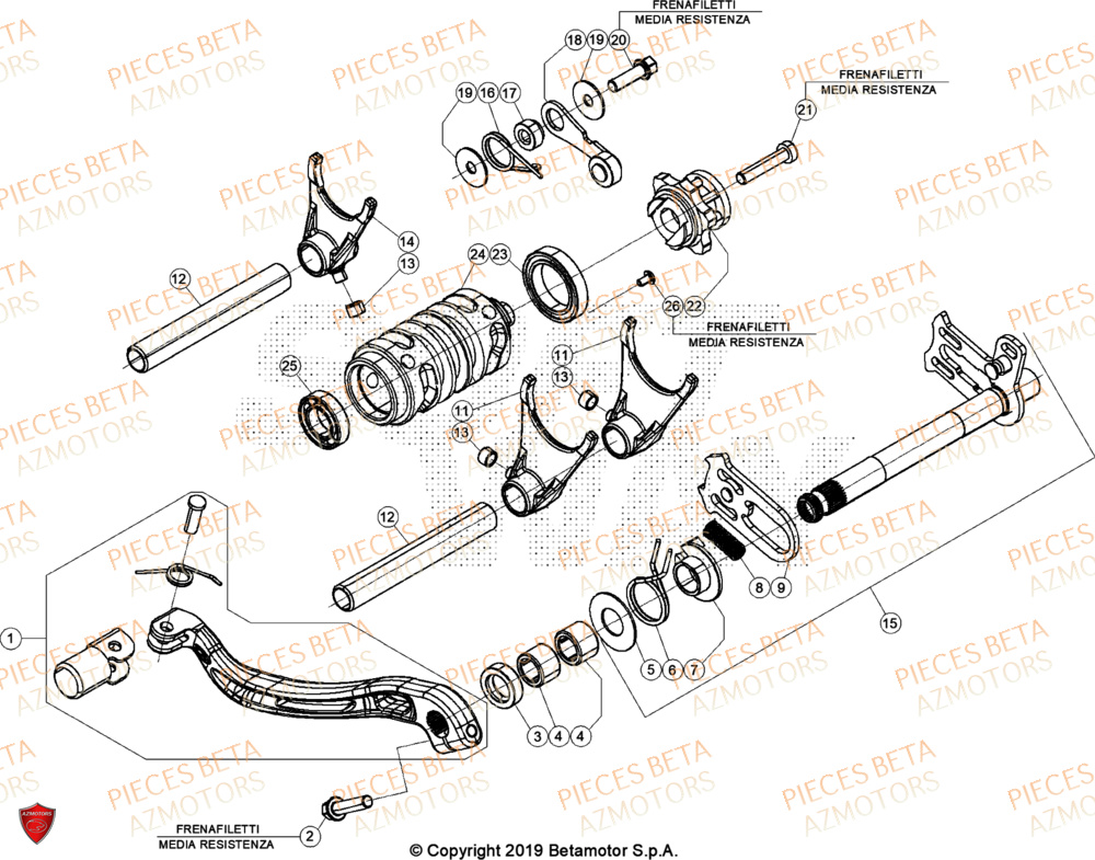 Commande Boite A Vitesses BETA Pieces BETA CROSS RX 300 2T - (2024)