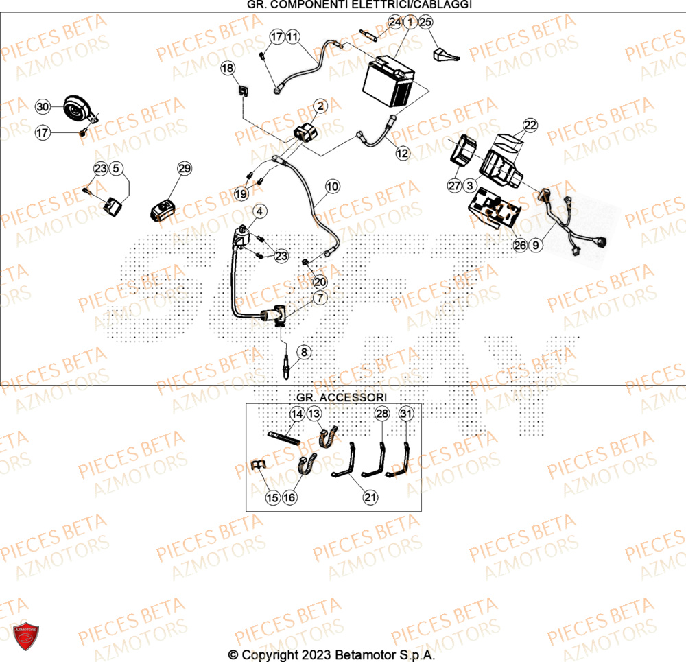 Installation Electrique BETA Pieces BETA CROSS RX 300 2T - (2024)