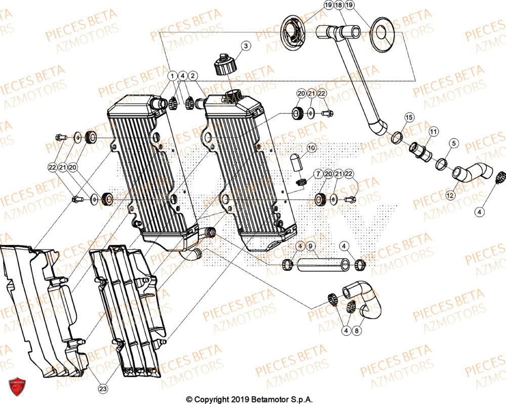 Radiateur BETA Pieces BETA CROSS RX 300 2T - (2024)