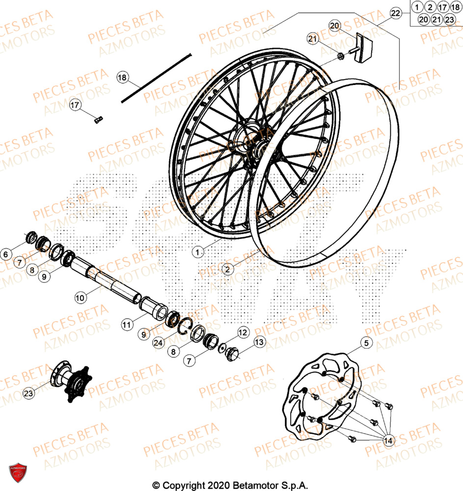 Roue Avant BETA Pieces BETA CROSS RX 300 2T - (2024)