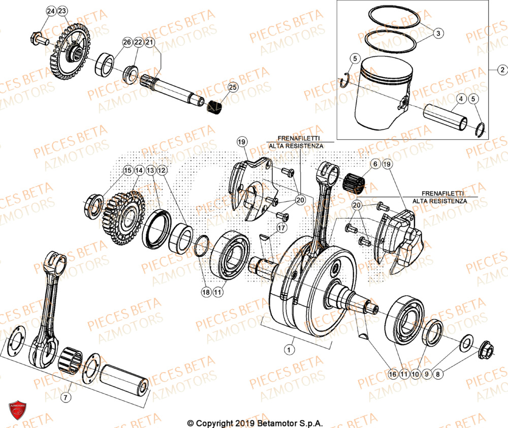 Vilbrequin Piston Contre Arbre BETA Pieces BETA CROSS RX 300 2T - (2024)