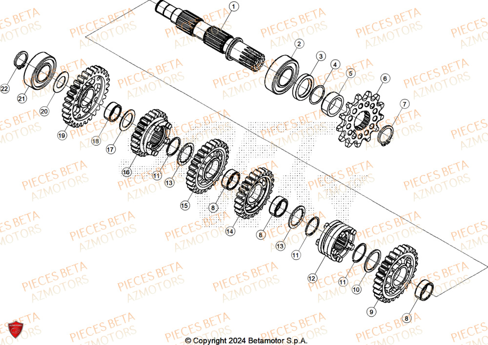 Arbre Secondaire BETA Pieces BETA CROSS RX 300 2T - (2025)