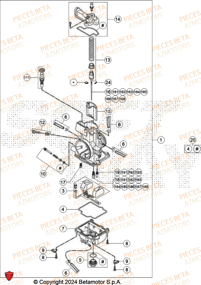 Carburateur BETA Pieces BETA CROSS RX 300 2T - (2025)