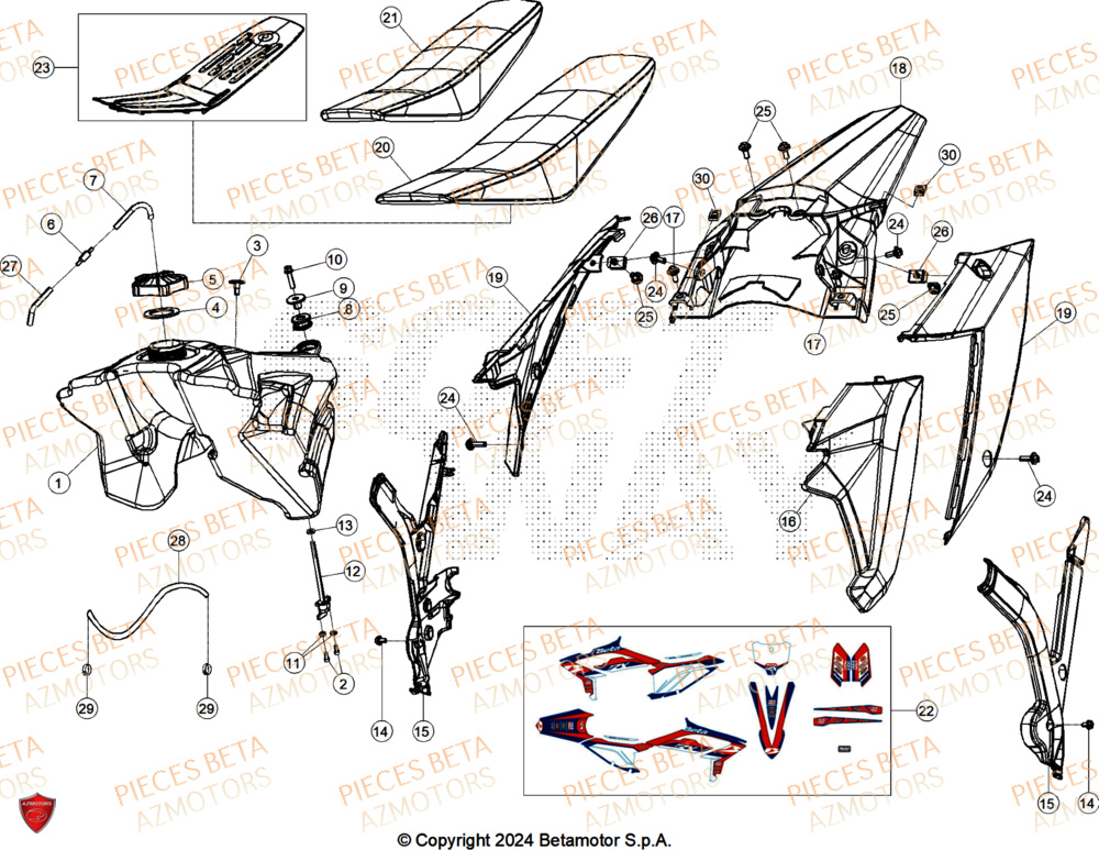 Carenages Arriere BETA Pieces BETA CROSS RX 300 2T - (2025)