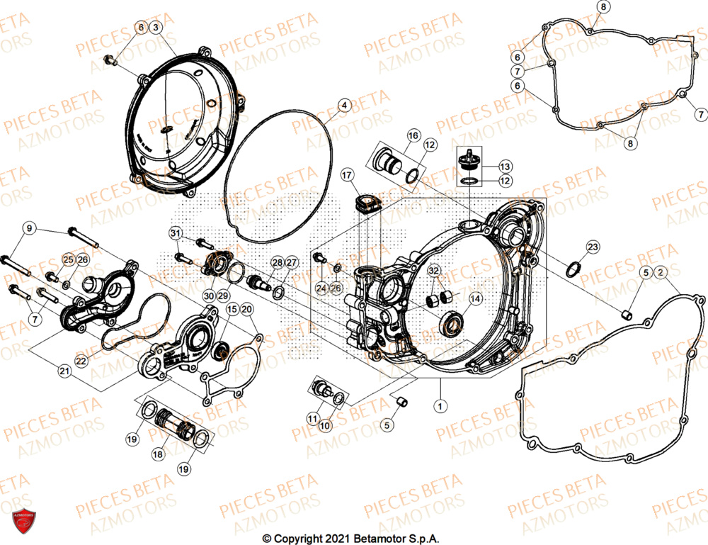 Couvercle Embrayage BETA Pieces BETA CROSS RX 300 2T - (2025)