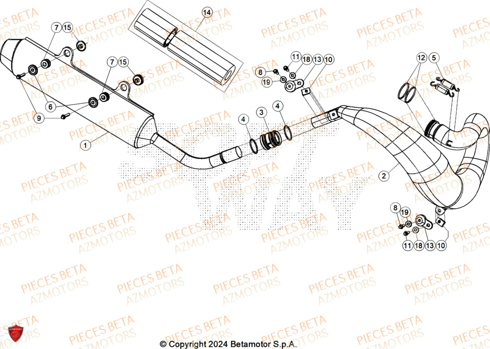 Echappement BETA Pieces BETA CROSS RX 300 2T - (2025)