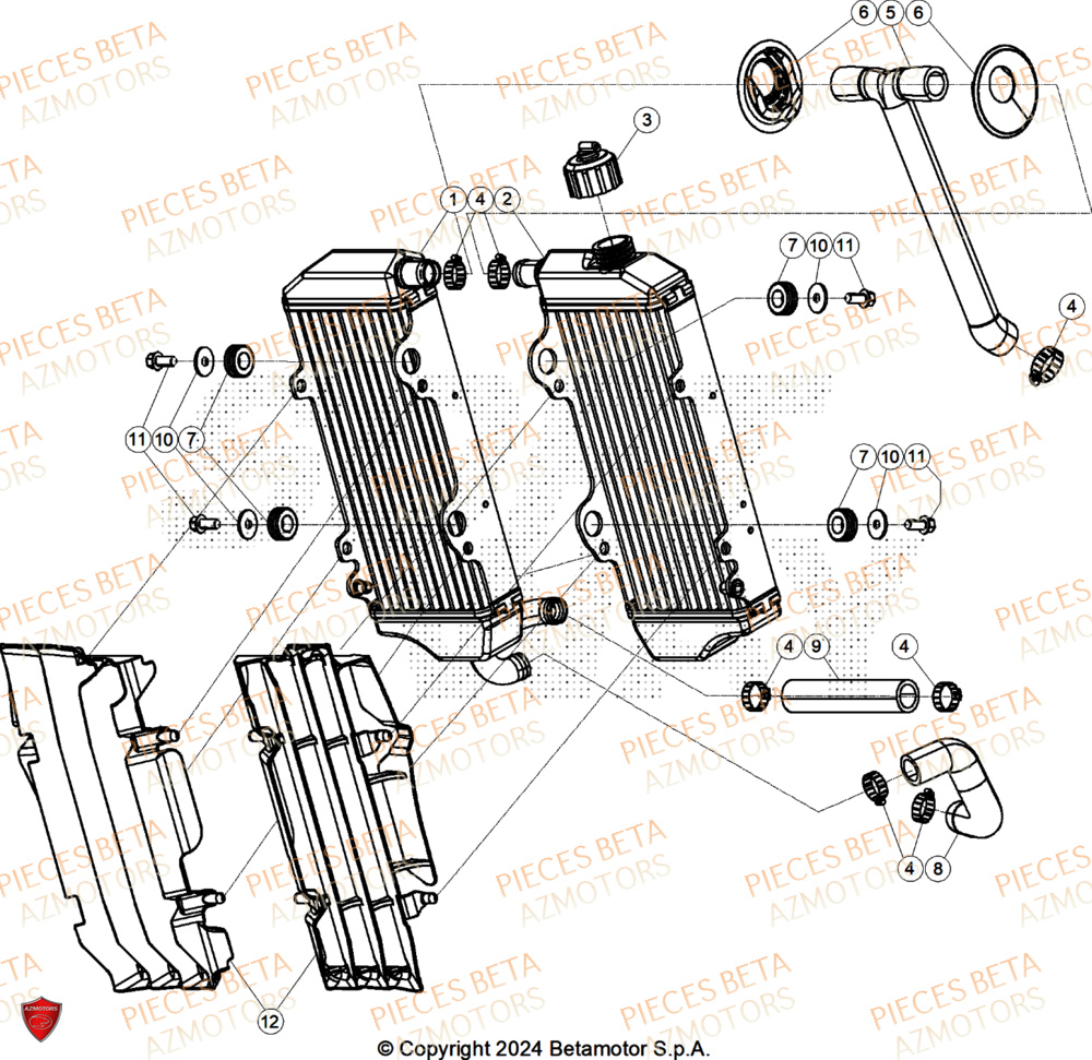 Radiateur BETA Pieces BETA CROSS RX 300 2T - (2025)