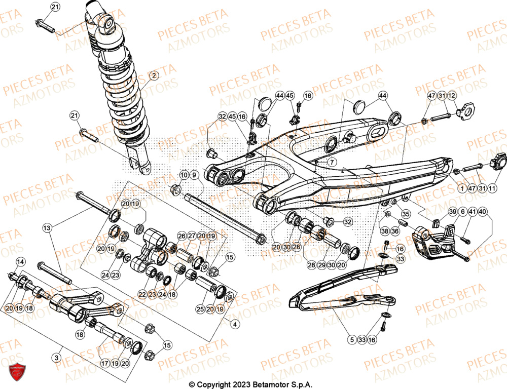 Bras Oscillant Amortisseur BETA Pieces BETA CROSS RX 450 4T - (2024)