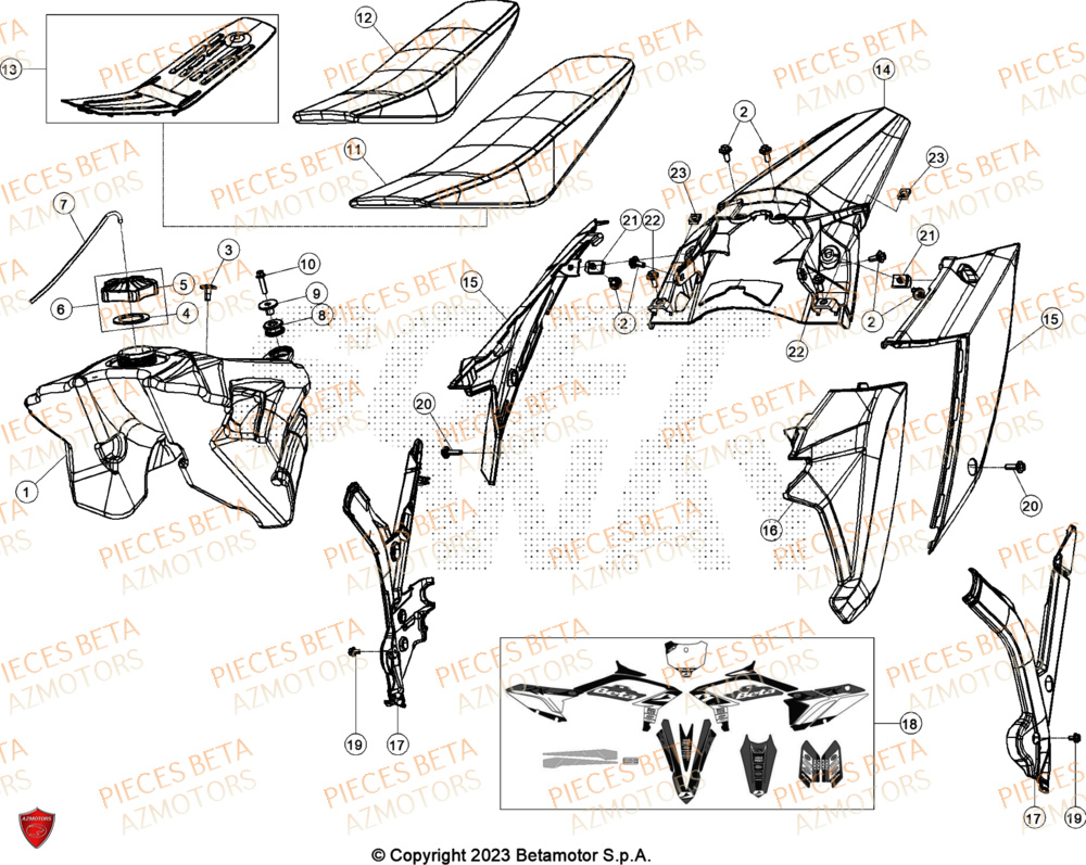 Carenages Reservoir Selle BETA Pieces BETA CROSS RX 450 4T - (2024)