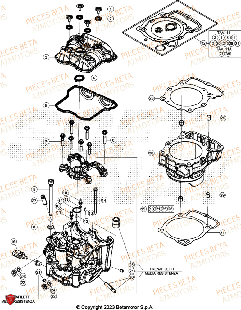 Cylindre Culasse Distribution BETA Pieces BETA CROSS RX 450 4T - (2024)