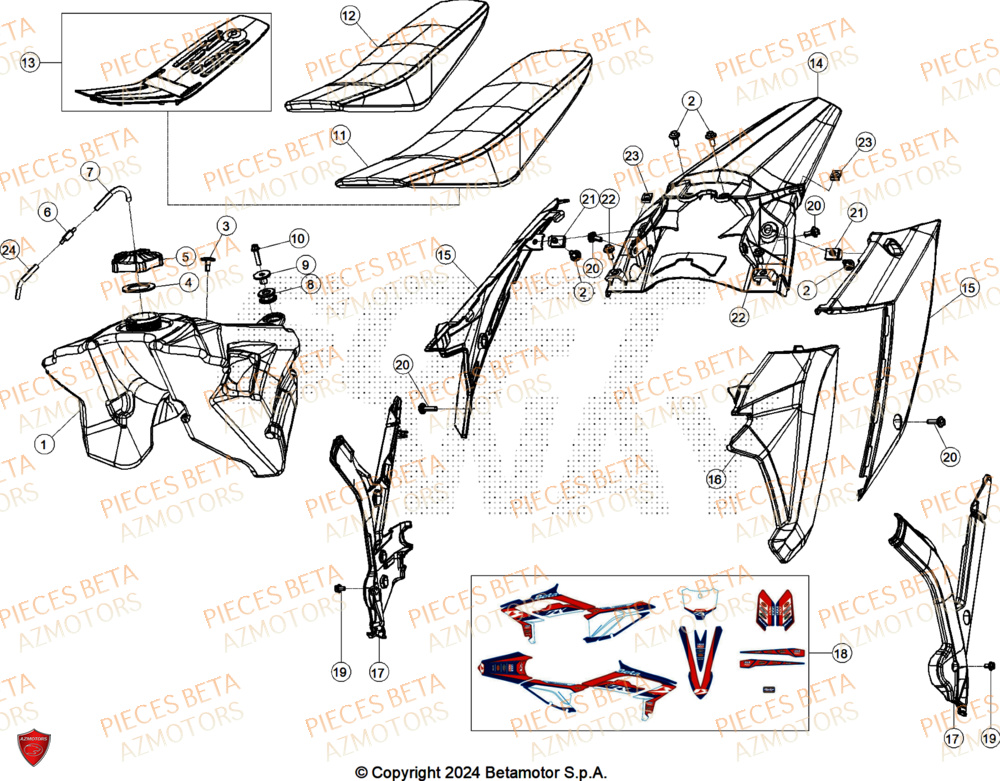 Carenages Arriere BETA Pieces BETA CROSS RX 450 4T - (2025)