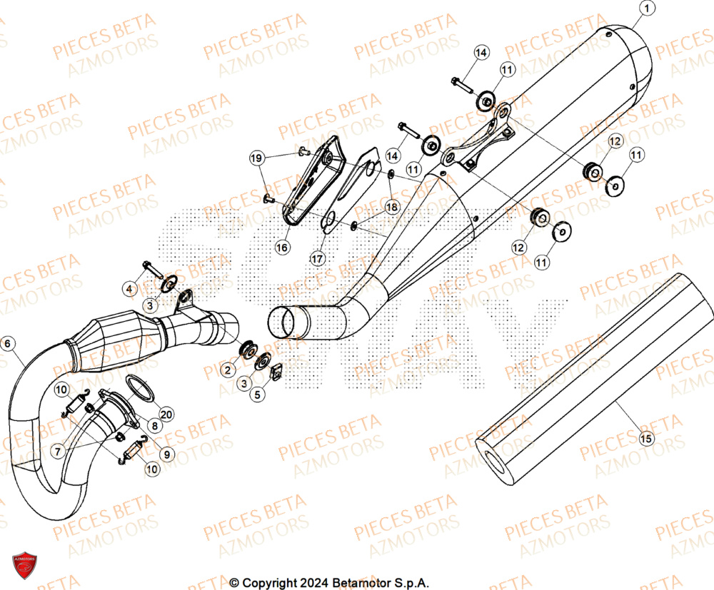 Echappement BETA Pieces BETA CROSS RX 450 4T - (2025)