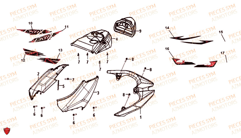 Carenage Lateral SYM Pièces CROX 50 - AE05WA-EU (2019-2020)