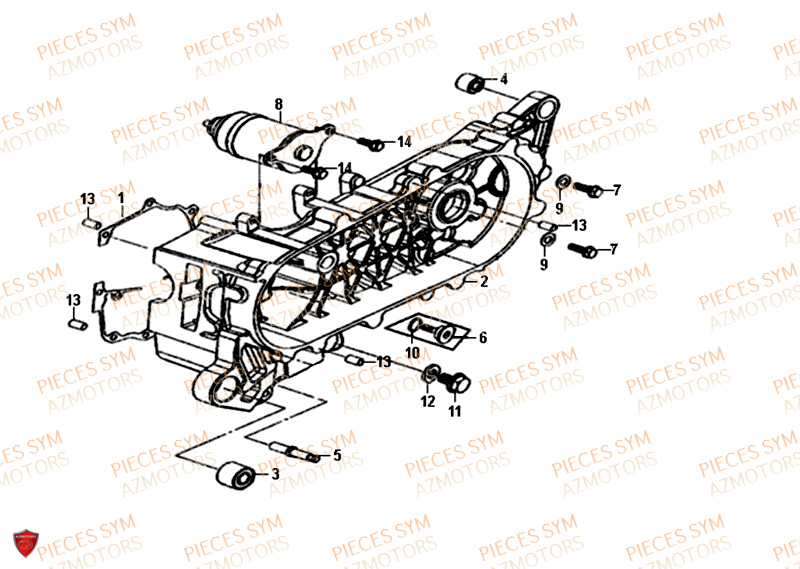 Carter Moteur Gauche SYM Pièces CROX 50 - AE05WA-EU (2019-2020)