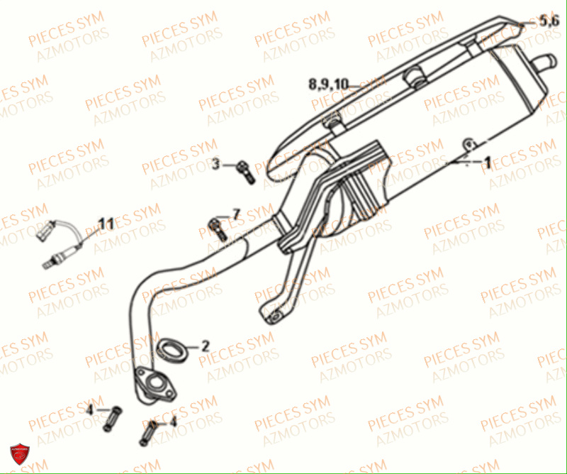 Echappement SYM Pièces CROX 50 - AE05WA-EU (2019-2020)