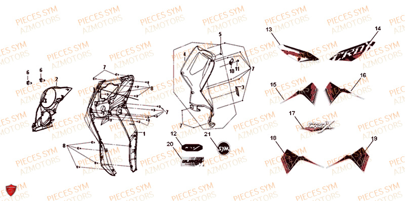 Face Avant SYM Pièces CROX 50 - AE05WA-EU (2019-2020)