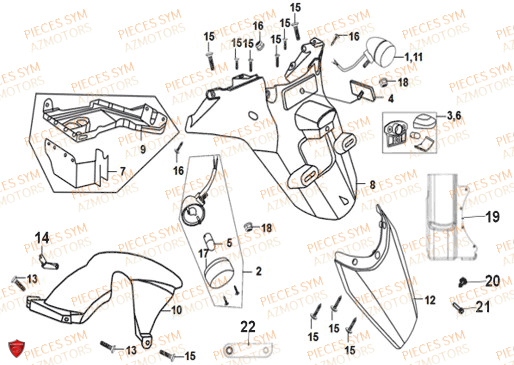 GARDE BOUE ARRIERE SYM CROX 50 4T 2019