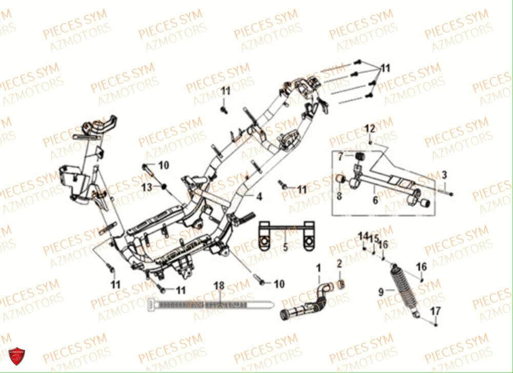 Chassis SYM Pièces CROX 50 E5 - AE05WB-EU (2021)